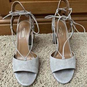 Aquazzura Preowned Gray Suede Austin Sandal size 38.5